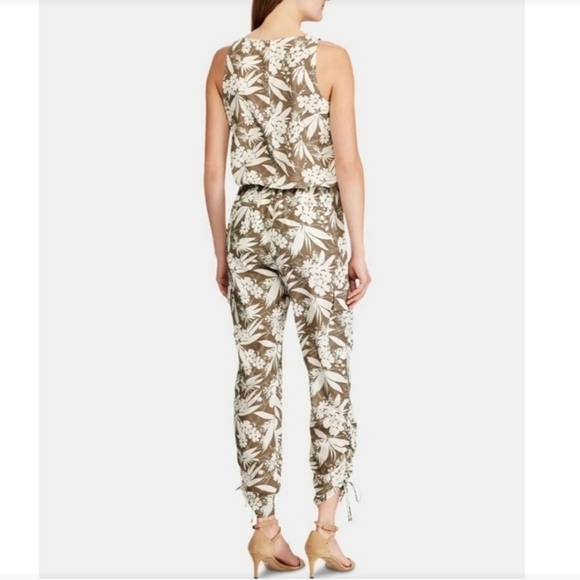 Lauren Ralph Lauren Olive Print Sleeveless Cinched Sz. 12 Jumpsuit NWT - Picture 2 of 16
